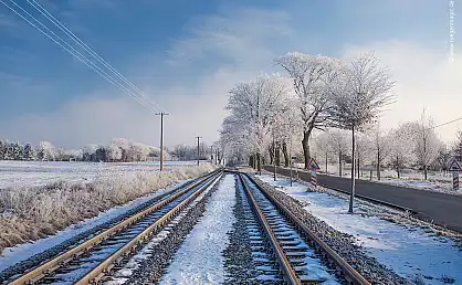 Kleinbahnstrecke bei Posewald im Winter