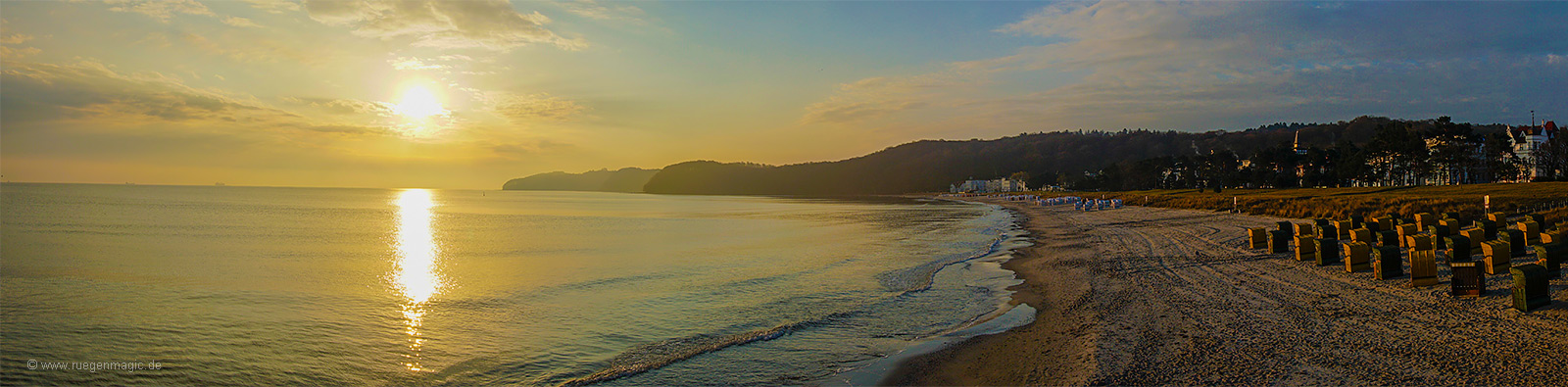 Morgendliches Panorama der Binzer Bucht im April